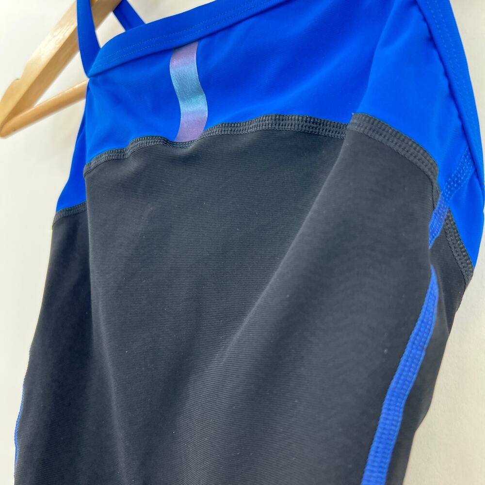 Speedo Power Plus One Piece Swimsuit Womens 28 Blue Black Crossback Athletic - Picture 3 of 12